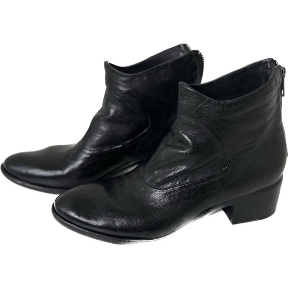 La Bottega di Lisa Black Leather Ankle Boots, back zip size EU 37 Made in Italy - Picture 3 of 8